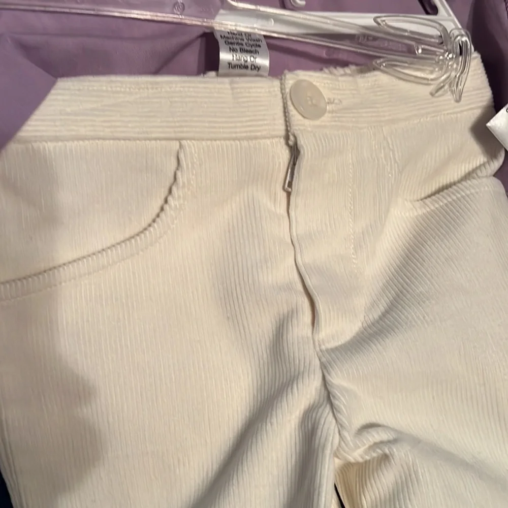 FANTAISIE KIDS Embroidered Lavender Top & Ivory Corduroy Pants - Picture 4 of 9